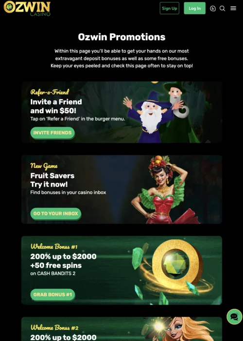 >Welcome Bonus Ozwin Casino